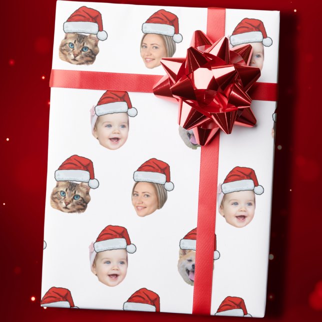 Weihnachtsmannmütze Custom Family Face 5 Fotos Wei Geschenkpapier (Von Creator hochgeladen)