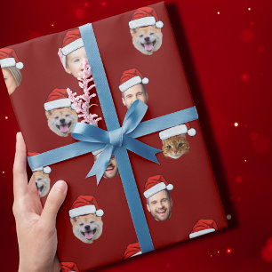 Weihnachtsmannmütze Custom Family Face 5 Fotos Wei Geschenkpapier