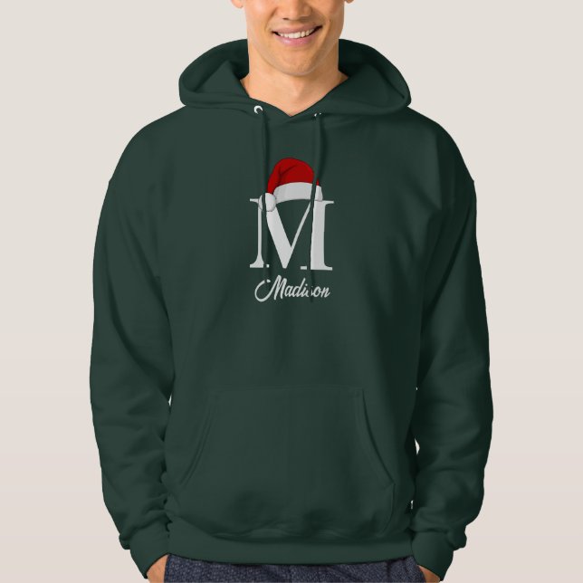 Weihnachtsmannmütze Custom Monogram Family Weihnac Hoodie (Vorderseite)