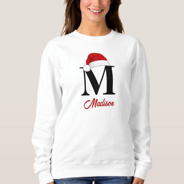 Weihnachtsmannmütze Custom Monogram Family Weihnac Sweatshirt (Vorderseite)