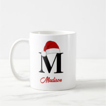 Weihnachtsmannmütze Custom Monogram Red Script Wei