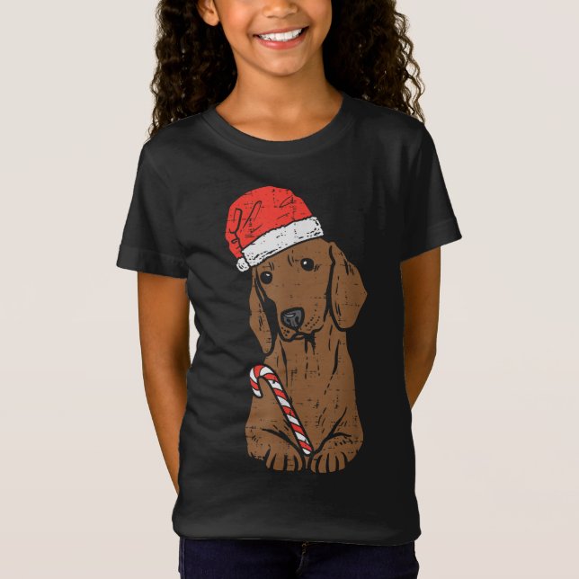 Weihnachtsmannmütze Dackel Dackel Hunde Weihnachte T-Shirt (Vorderseite)