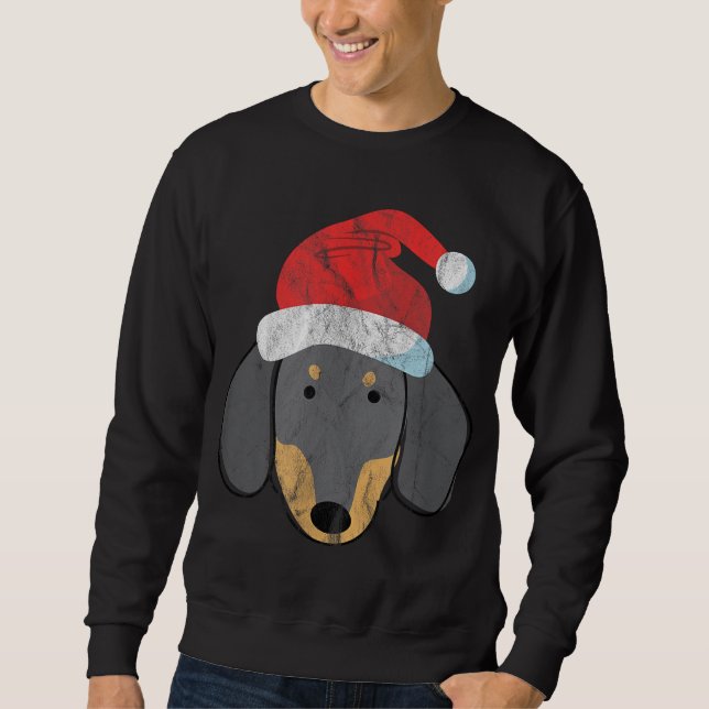 Weihnachtsmannmütze Dackel PJs Weihnachtsgottesdie Sweatshirt (Vorderseite)