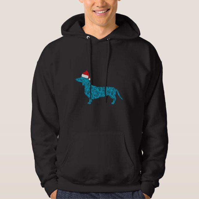 Weihnachtsmannmütze Dackel Weihnachten Für Hunde L Hoodie (Vorderseite)