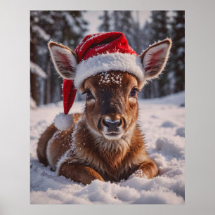 Weihnachtsmannmütze Deer Poster
