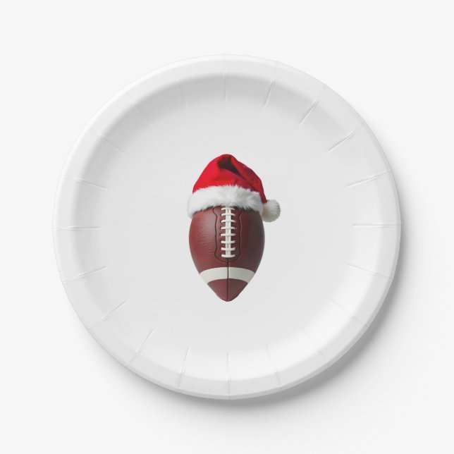 Weihnachtsmannmütze des American Football Ball Pappteller (Vorderseite)