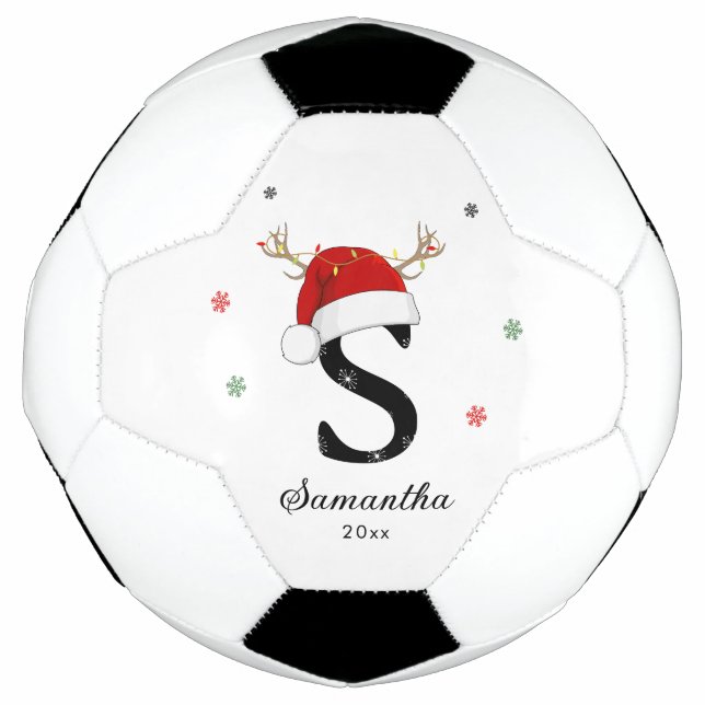 Weihnachtsmannmütze des Buchstabens | Monogramm |  Fußball (Vorderseite)