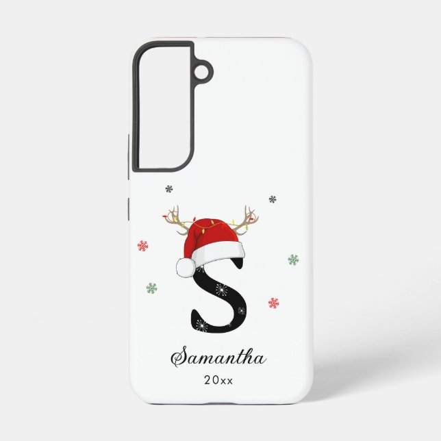Weihnachtsmannmütze des Buchstabens | Monogramm |  Samsung Galaxy Hülle (Rückseite)