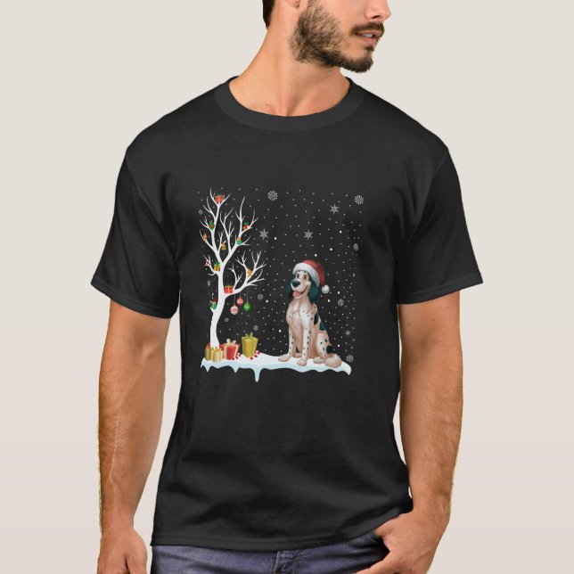 Weihnachtsmannmütze des englischen Setter Hunde mi T-Shirt (Vorderseite)