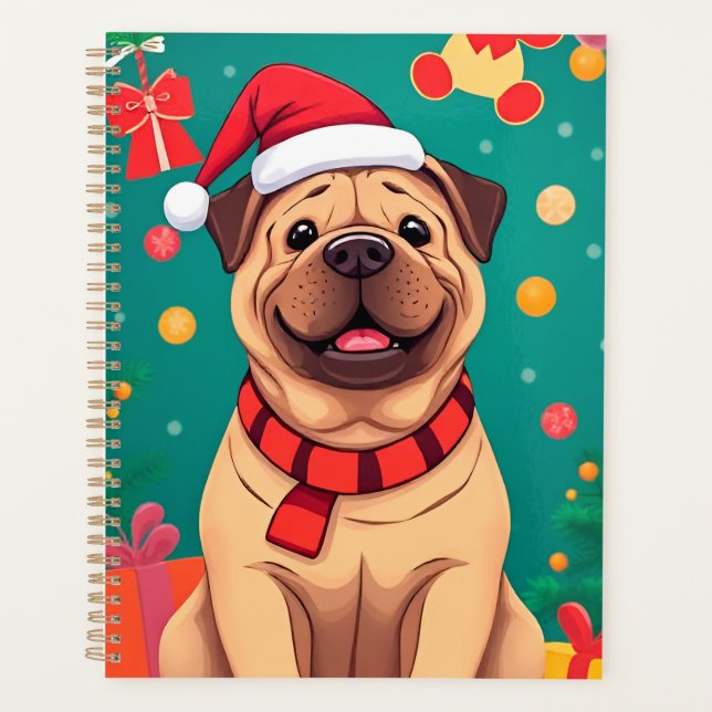 Weihnachtsmannmütze des niedlichen Hundes Planer (Vorderseite)