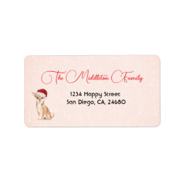 Weihnachtsmannmütze Dog Chihuahua Red Frohe Weihna Adressaufkleber