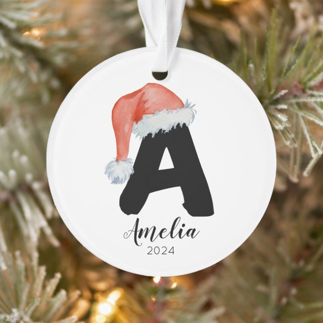 Weihnachtsmannmütze Einfach anpassbarer Buchstabe  Ornament (Baum)
