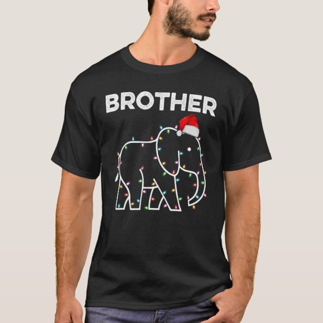 Weihnachtsmannmütze Elephant Xmas Lights Brother E T-Shirt (Vorderseite)