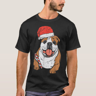 Weihnachtsmannmütze English Bulldog Dog Christmas T-Shirt