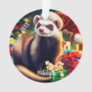 Weihnachtsmannmütze Ferret Ornament
