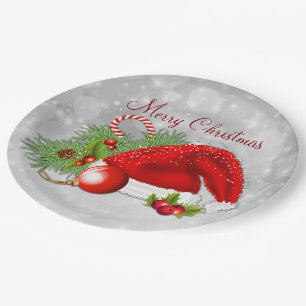 Weihnachtsmannmütze-festlicher Pappteller