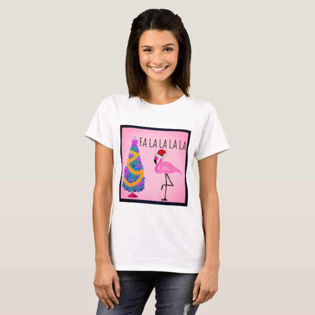 Weihnachtsmannmütze Flamingo Women's T - Shirt (Vorne ganz)