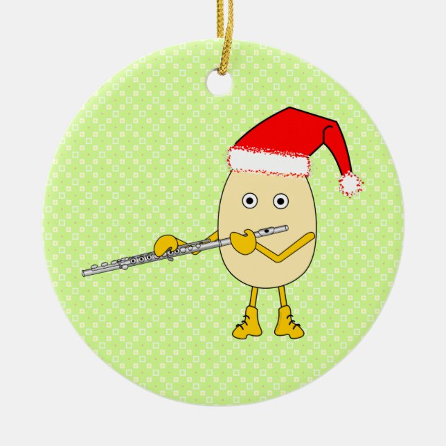 Weihnachtsmannmütze Flute Egghead Keramik Ornament (Vorne)