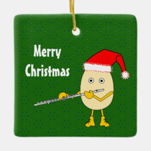 Weihnachtsmannmütze Flute Egghead Keramikornament