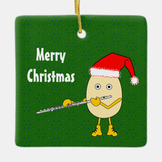 Weihnachtsmannmütze Flute Egghead Keramikornament (Vorderseite)