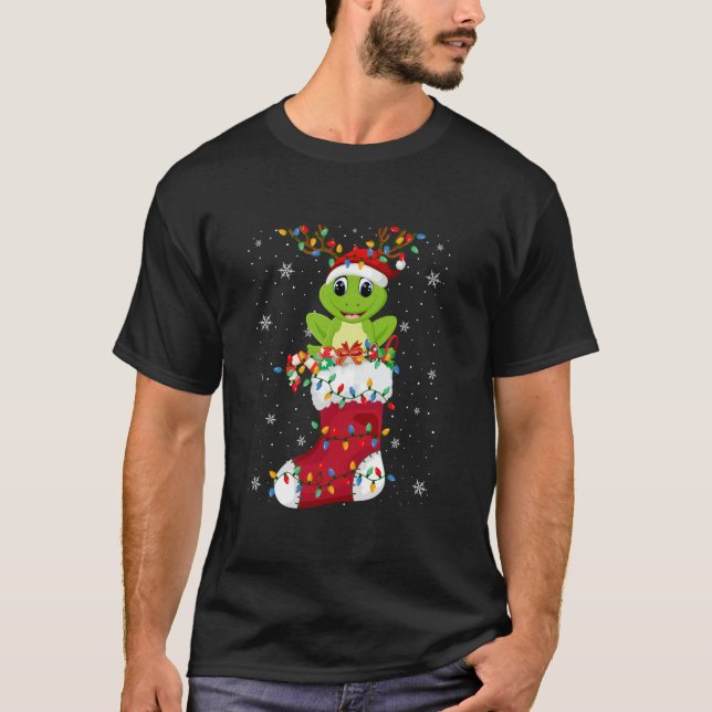 Weihnachtsmannmütze Frösche in Socken Xmas Baumhüt T-Shirt (Vorderseite)