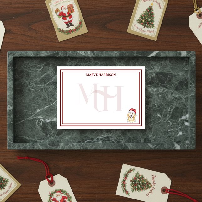 Weihnachtsmannmütze für den Goldenen Retriever im  Post-it Klebezettel (Gift custom holiday stationery to the dog lover in your life! )