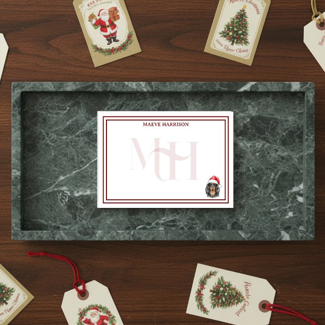 Weihnachtsmannmütze für die benutzerdefinierte Mon Post-it Klebezettel (Gift custom holiday stationery to the dog lover in your life! )