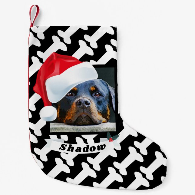Weihnachtsmannmütze für Hundeden personalisierten Kleiner Weihnachtsstrumpf (Vorderseite)