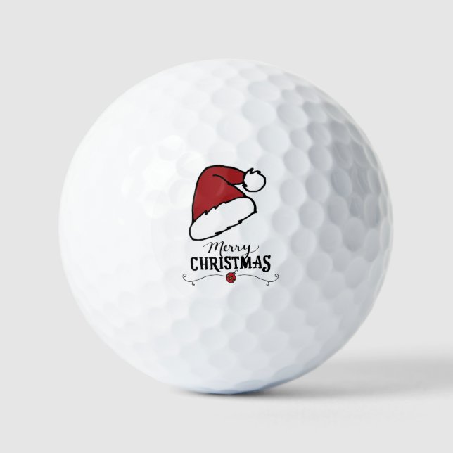 Weihnachtsmannmütze für Weihnachten zum Golfer Wei Golfball (Vorderseite)