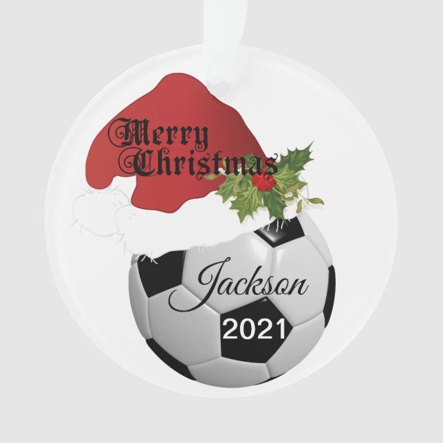 Weihnachtsmannmütze Fußball-Design| DIREKT Ornament (Vorderseite)