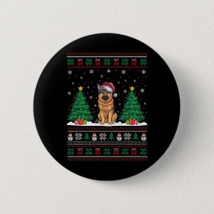 Weihnachtsmannmütze German Shepherd Dog Xmas Tree  Button