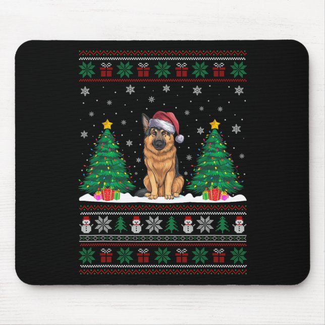 Weihnachtsmannmütze German Shepherd Dog Xmas Tree  Mousepad (Vorne)