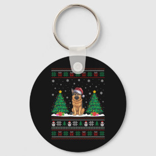 Weihnachtsmannmütze German Shepherd Dog Xmas Tree  Schlüsselanhänger