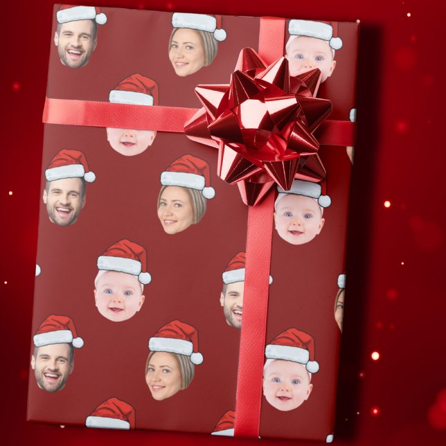 Weihnachtsmannmütze Gesichtsgeschenk, Custom Face  Geschenkpapier (Von Creator hochgeladen)