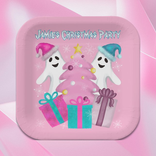 Weihnachtsmannmütze Gespenster mit Weihnachtsbaum  Pappteller (Von Creator hochgeladen)