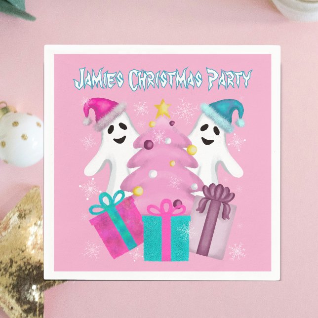 Weihnachtsmannmütze Gespenster mit Weihnachtsbaum  Serviette (Von Creator hochgeladen)