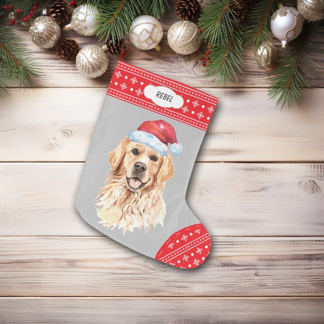 Weihnachtsmannmütze Golden Retriever Snowflake Bor Großer Weihnachtsstrumpf (Von Creator hochgeladen)