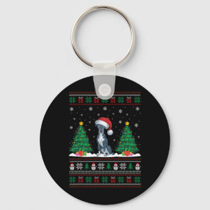 Weihnachtsmannmütze Greyhound Hund Weihnachtsbaum  Schlüsselanhänger