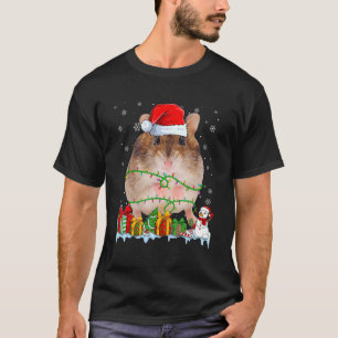 Weihnachtsmannmütze Hamster Weihnachtsbeleuchtung  T-Shirt