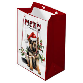 Weihnachtsmannmütze Holly German Shepherd Welppy Mittlere Geschenktüte