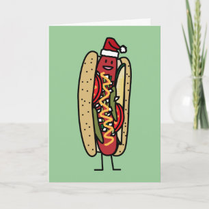 Weihnachtsmannmütze Hotdog Chicago-Art Weihnachts Feiertagskarte