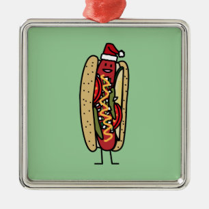 Weihnachtsmannmütze Hotdog Chicago-Art Weihnachts Ornament Aus Metall