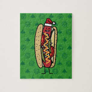 Weihnachtsmannmütze Hotdog Chicago-Art Weihnachts Puzzle