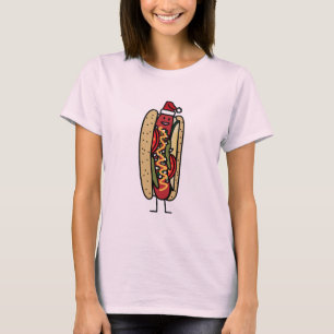 Weihnachtsmannmütze Hotdog Chicago-Art Weihnachts T-Shirt