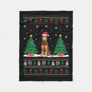 Weihnachtsmannmütze Irish Wolfhound Dog Xmas Tree  Fleecedecke