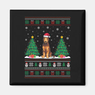 Weihnachtsmannmütze Irish Wolfhound Dog Xmas Tree Magnet