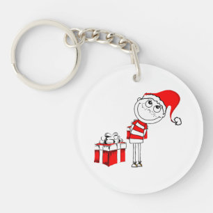 Weihnachtsmannmütze Junge versteckt Weihnachtsgesc Schlüsselanhänger