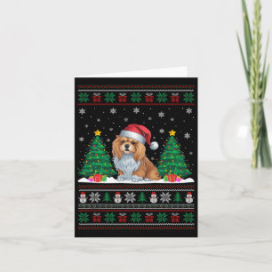 Weihnachtsmannmütze Lhasa Apso Dog Weihnachtsbaum Karte