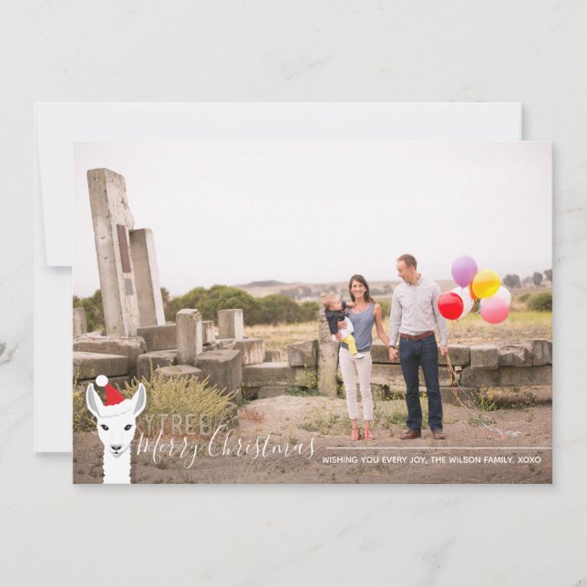 Weihnachtsmannmütze Llama Foto Weihnachten (Vorderseite)