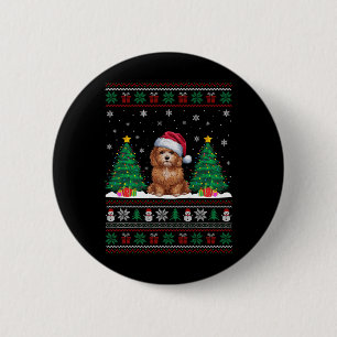 Weihnachtsmannmütze Maltipoo Dog Weihnachtsbaum Li Button